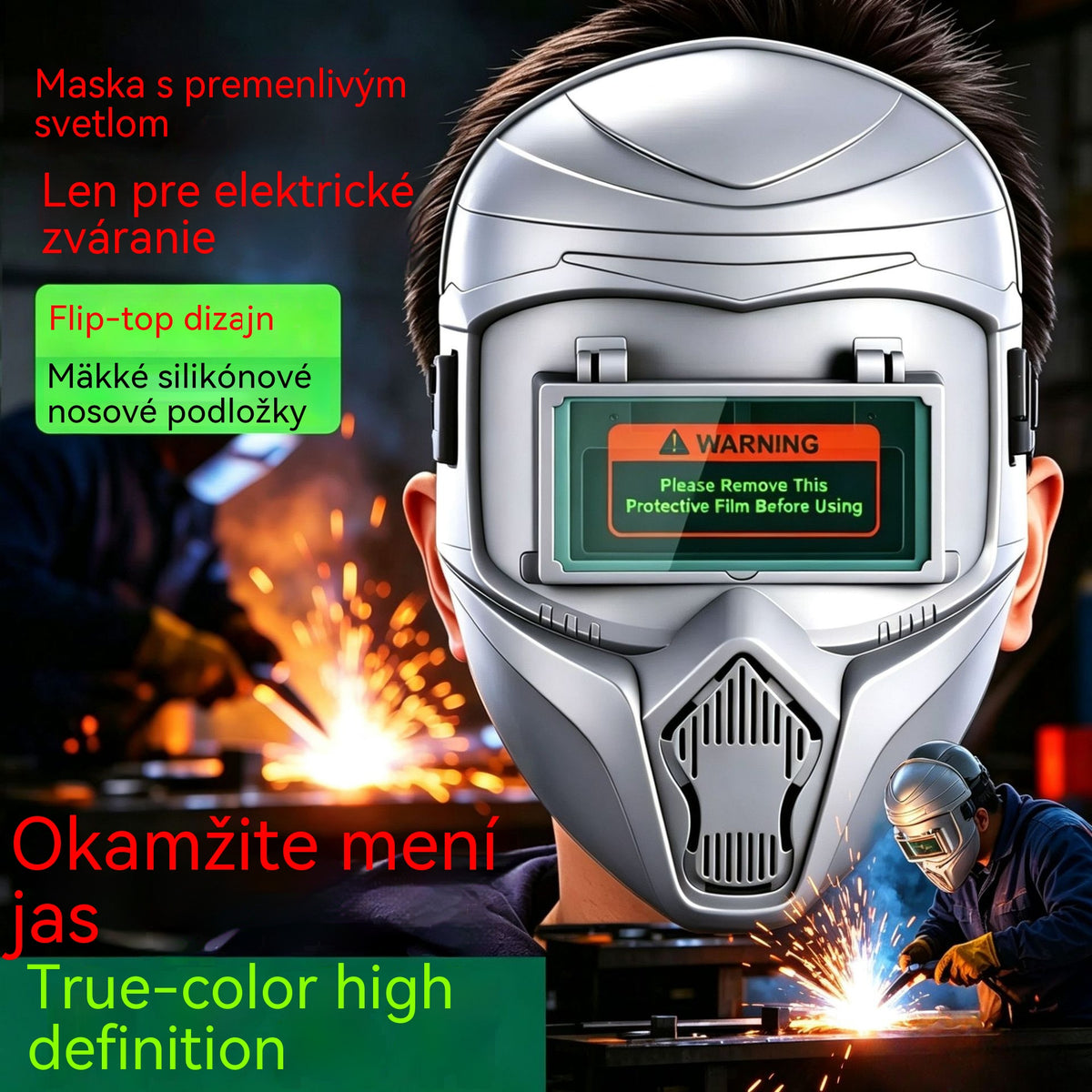 Plne automatická zváračská maska s nastaviteľným svetlom