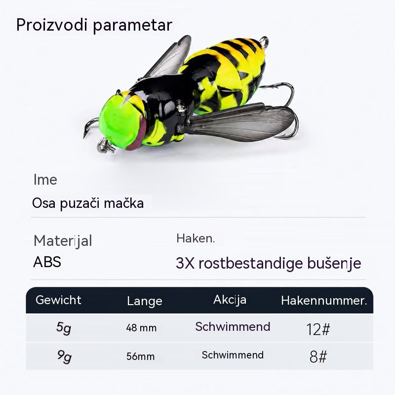 【Kupite 1, dobijte 1 gratis】🐟Smrtonosno iskušenje🐝 Bionički površinski mamac za ose 🔥 Izaziva eksplozivne i nasilne udarce na površini!