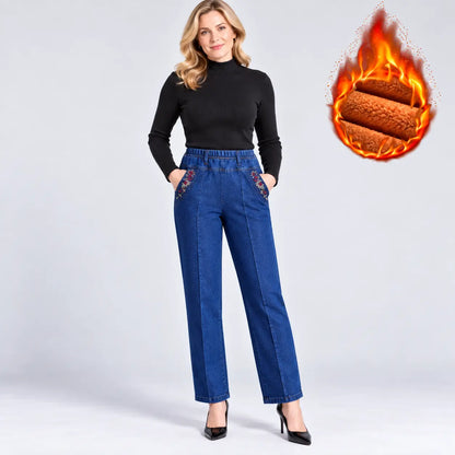 👖【XL-5XL】Dámske jesenné džínsy – rovný strih, vysoký pás, nadmerné veľkosti