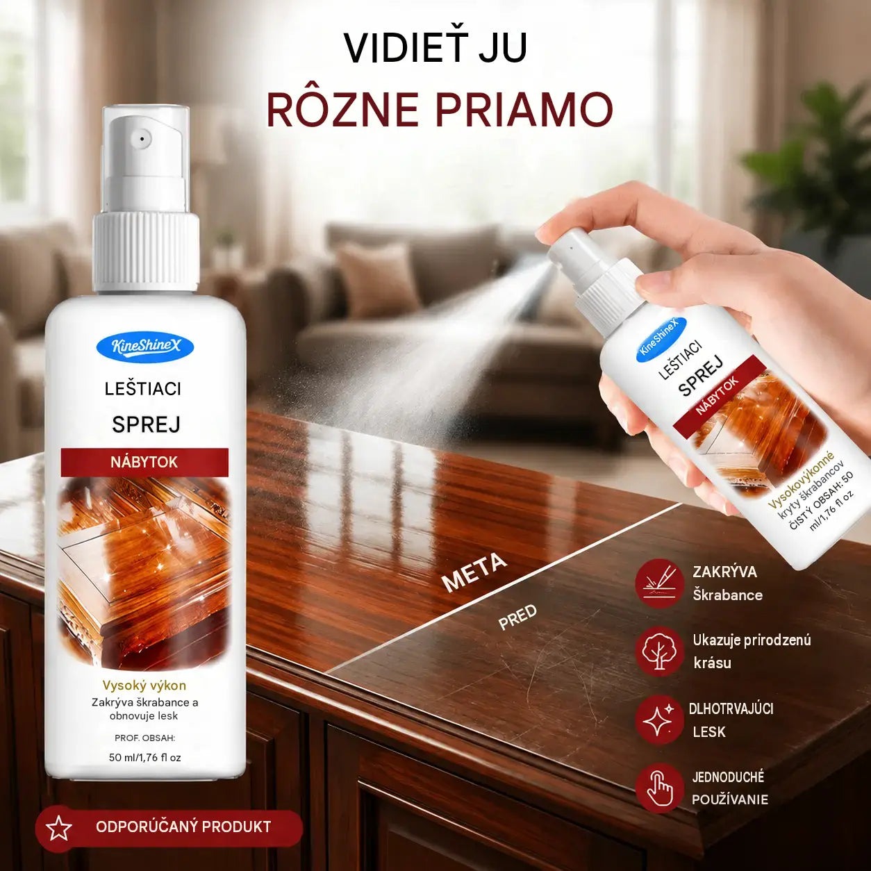 【Kúp 1 a získaj 1 zadarmo】🪑 ✨ Vysoko lesklý leštiaci prostriedok na nábytok obnovuje drevo a vinyl v priebehu niekoľkých sekúnd.