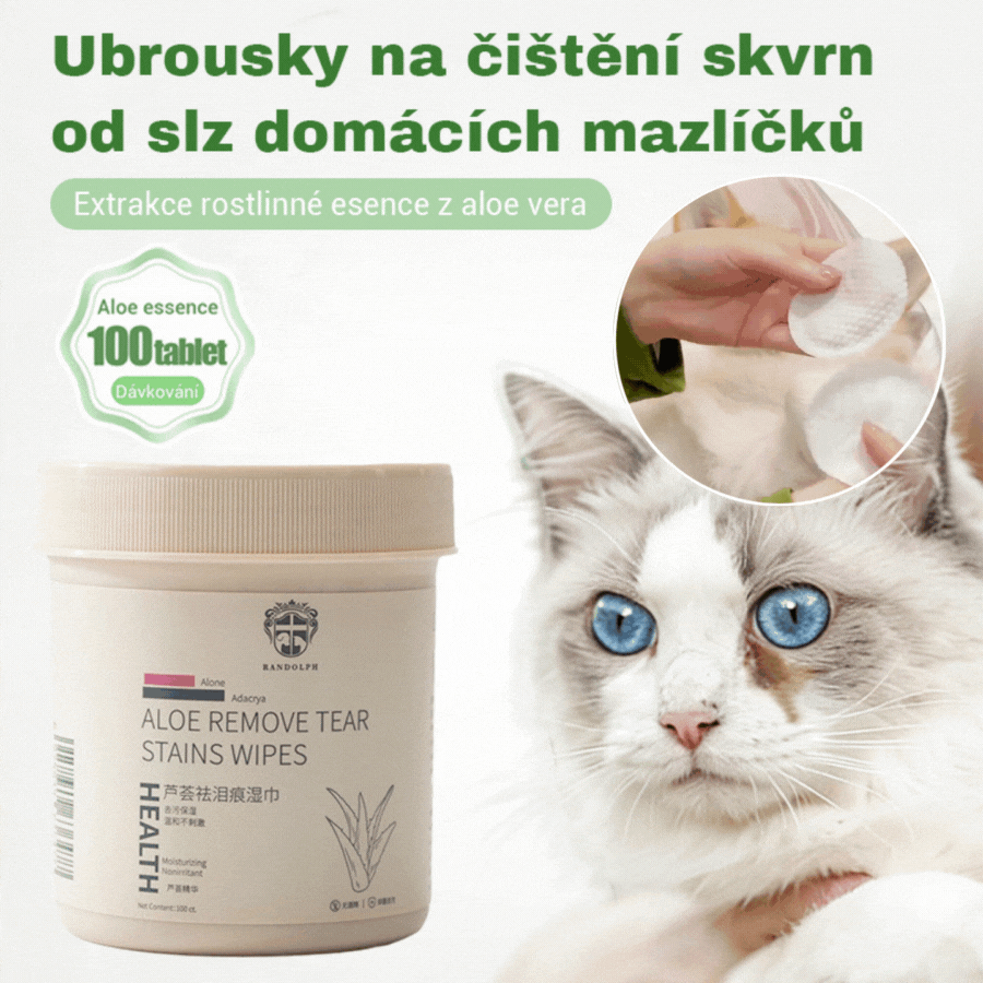 🐕🐈【1 balenie po 100 tabletách】Čistiace obrúsky na škvrny od očí domácich zvierat 🔥Odstraňuje škvrny od sĺz🔥