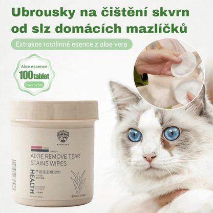 🐕🐈【1 balenie po 100 tabletách】Čistiace obrúsky na škvrny od očí domácich zvierat 🔥Odstraňuje škvrny od sĺz🔥