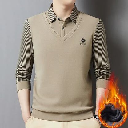 👔🔥【M-4XL】Nové pánske zimné polo tričko s golierom a flísovou podšívkou vo veľkých veľkostiach.