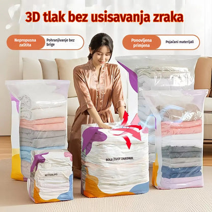 🧳【Set od 5 dijelova】💨 Velika, stlačiva vakuumska vrećica za pohranu: nije potrebna pumpa, nepropusna je i idealna za uštedu prostora u koferima i kod kuće ✈️