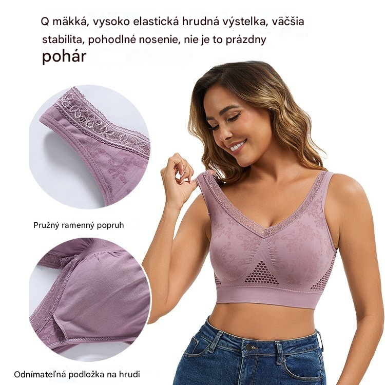 【30%OFF】😍❤️40-120 kg【Balenie 3 kusov】✨ Bezdrôtová krajková podprsenka s vysokou podporou pre ženy
