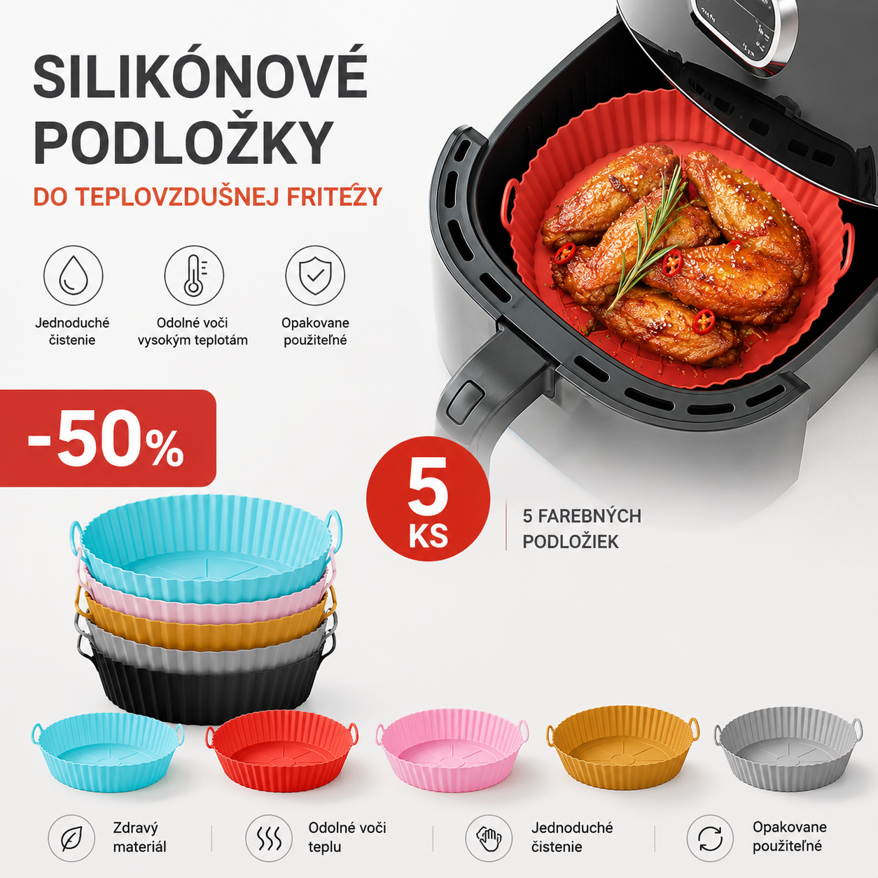 Podložka do fritézy, zosilnená silikónová podložka na pečenie potravinárskej kvality na domáce použitie