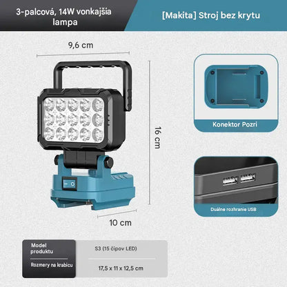 🔥💡Baterka napájaná lítiovou batériou s rozhraním USB, vhodná na opravu auta atď.