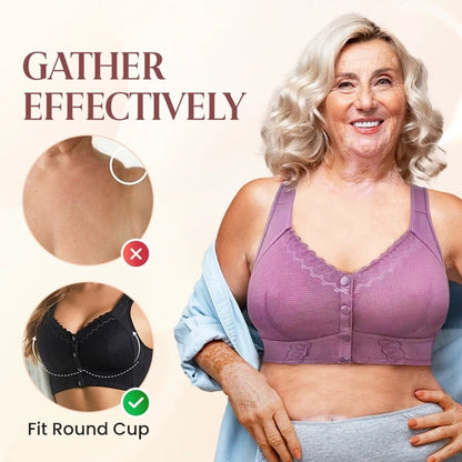 (3 kusy) 💕🎁 【45 kg – 155 kg】 Extra veľká, priedušná, mäkká bavlnená podprsenka so zapínaním vpredu