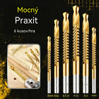 【1 sada 6 ks】⚙️ Sada špirálových vrtákov: Vyrobené z rýchloreznej ocele s titánovým povlakom a pripravené na rôzne materiály 🧰