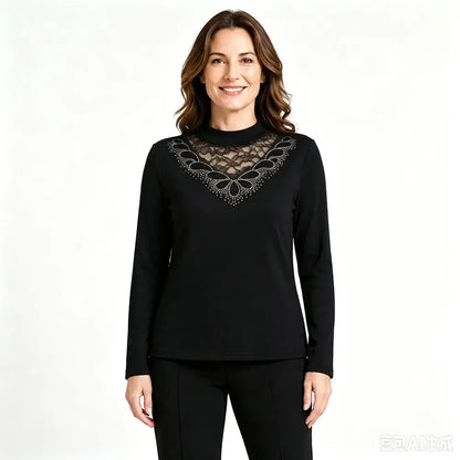 【2XL-6XL】✨Štýlový a elegantný spodný top s čipkou a imitáciou výstrihu