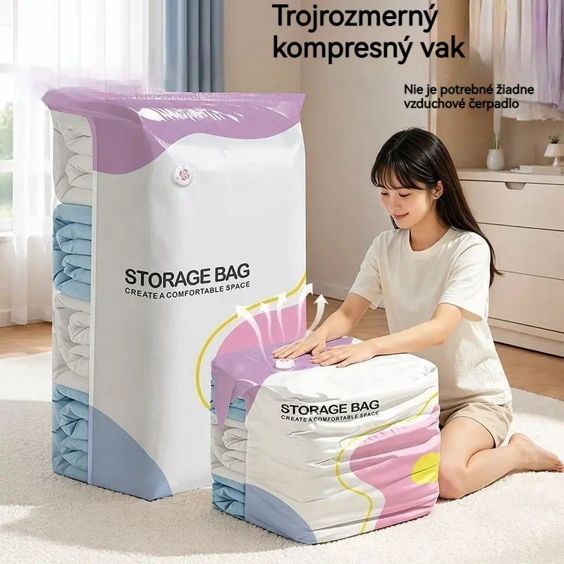 👕📦【5 kusov】Kompresné vrecká na uloženie oblečenia, nevyžadujú vákuum, zosilnená konštrukcia.