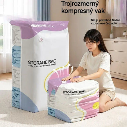 👕📦【5 kusov】Kompresné vrecká na uloženie oblečenia, nevyžadujú vákuum, zosilnená konštrukcia.