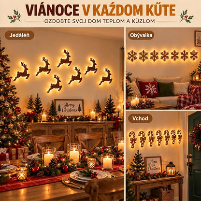 🎄✨Osvetlená drevená vianočná silueta na stenu