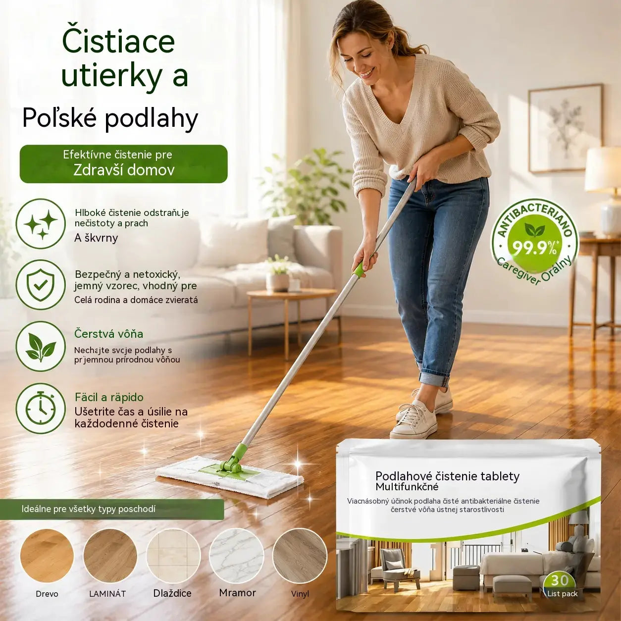 🏠🔥【3 balenia za 20 eur】Čistiace obrúsky na podlahu odstraňujú škvrny a majú leštiace vlastnosti.