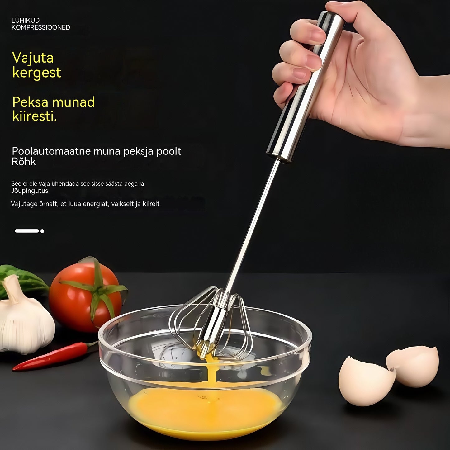 30 €【3-osaline komplekt】 Poolautomaatne roostevabast terasest munavahustaja