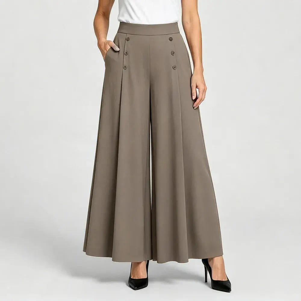 【M-5XL】Dámske elegantné skladané nohavice s vysokým pásom a širokými nohavicami