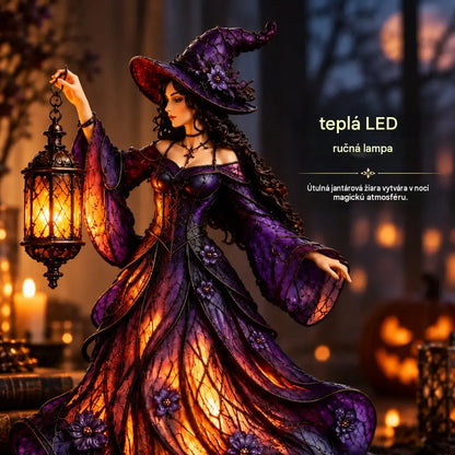 🧙‍♀️ Gotická halloweenska figúrka čarodejnice s LED lampášom 🧙‍♀️