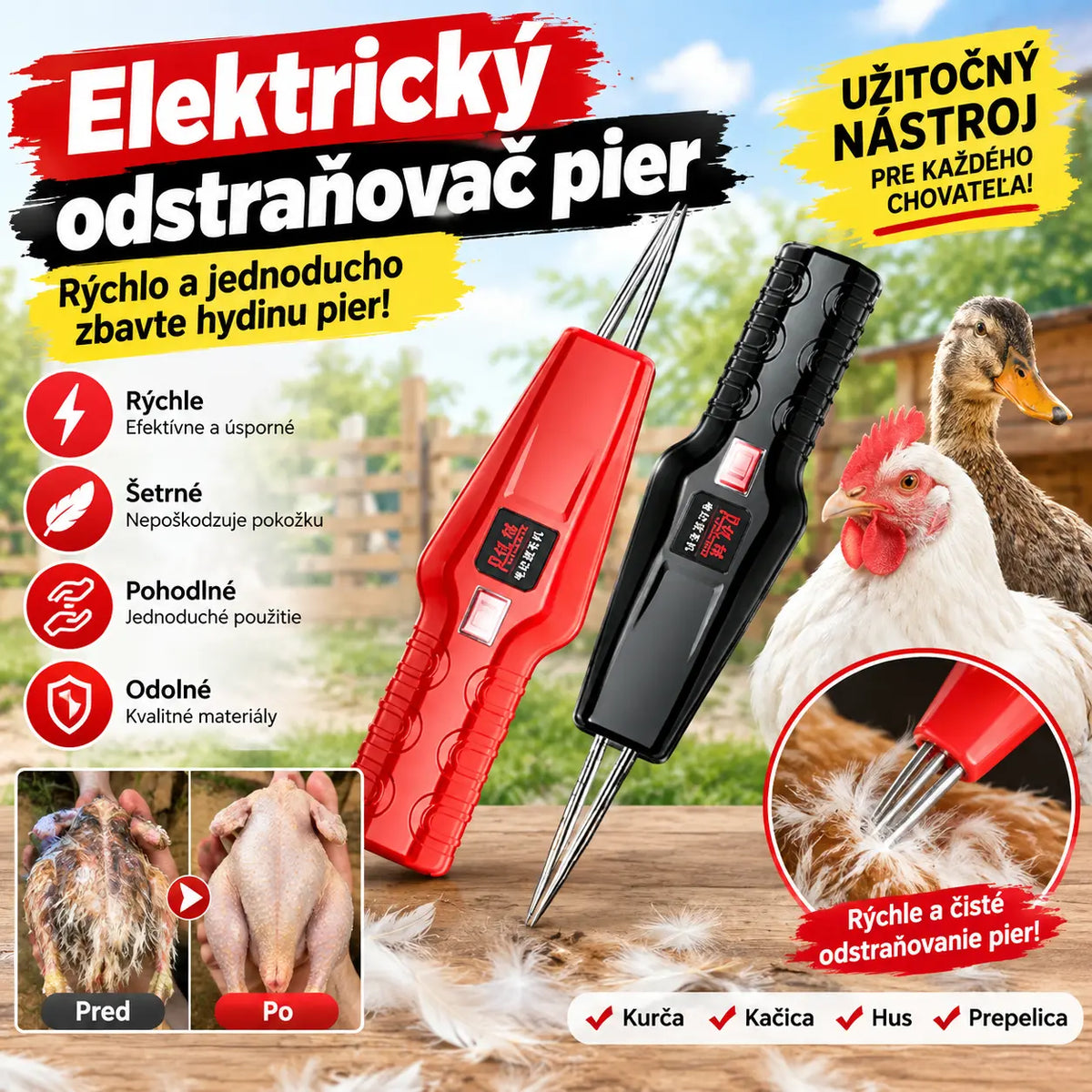 🐖🐔🦆 Vysoko účinný nástroj na odstraňovanie peria zo sliepok a kačíc na domáce použitie