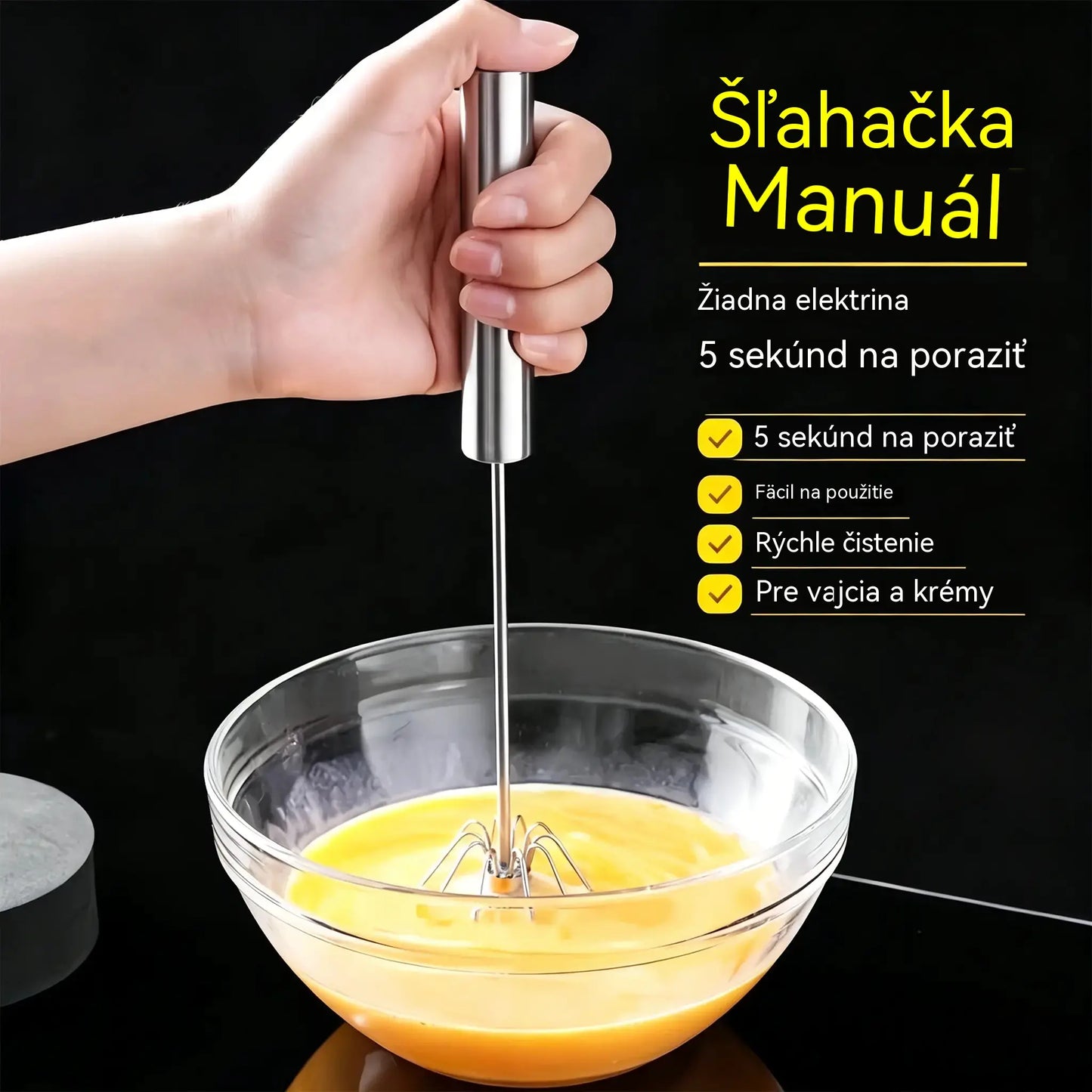 【2-dielna sada】Poloautomatický šľahač vajec z nehrdzavejúcej ocele