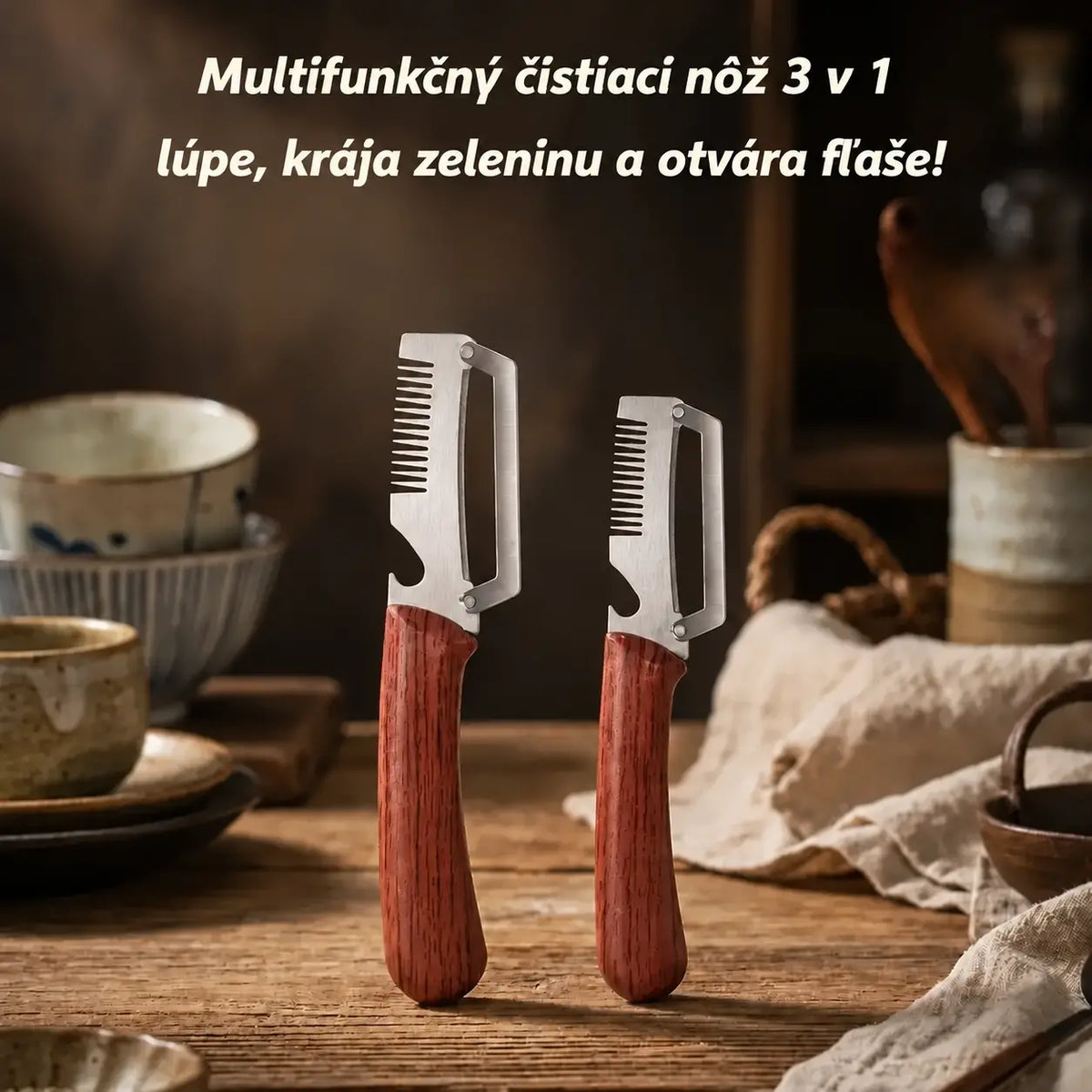 🔥Kúpte 1 kus a získajte 1 zadarmo (2 kusy)🧅🔪 Multifunkčná kuchynská škrabka 3 v 1: Šúpe, krája a otvára fľaše! 🔥