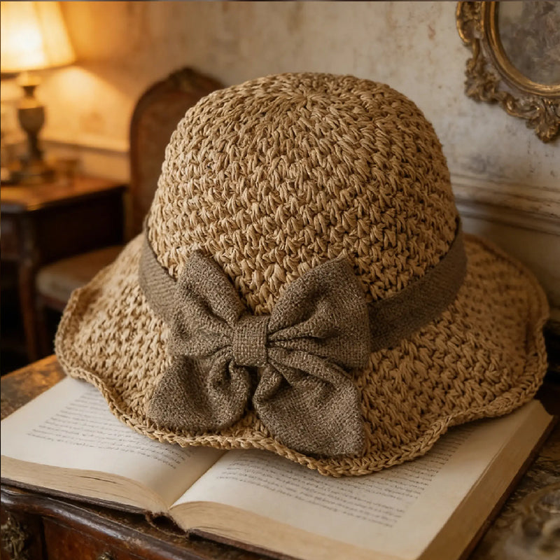 🧢 Nyní se slevou 49 %! 🌞 Elegantní pletený slaměný klobouk s mašlí – prodyšný a skládací, ideální volba na pláž i na cesty 👒