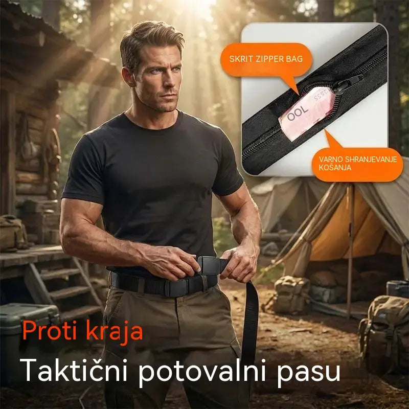 🔥【Kupite 1, dobite 1 gratis】🔥【Dolžina: 130 cm】Taktični potovalni pas s skritim žepom za denar