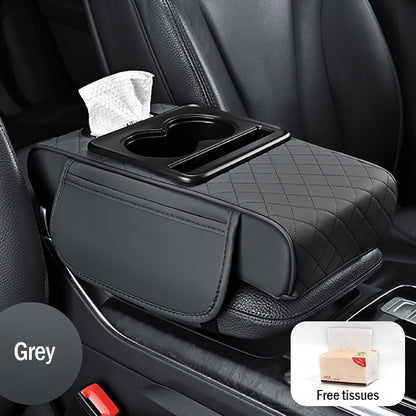 🚗Univerzálna kožená podložka na lakťovú opierku do auta 4 v 1 ✅ Vstavaná schránka na vreckovky ✅ Držiak pohára