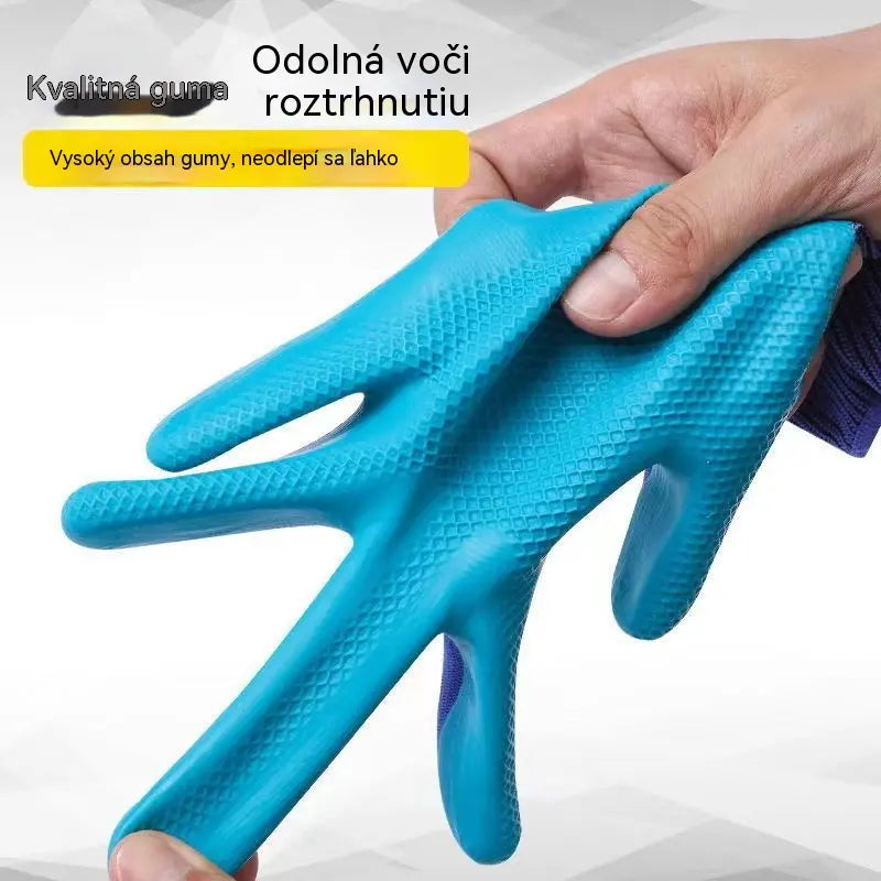 💥 Zľava 50 % 🎁【1 sada (10 kusov)】Pracovné rukavice s gumovým povrchom a pletenými manžetami