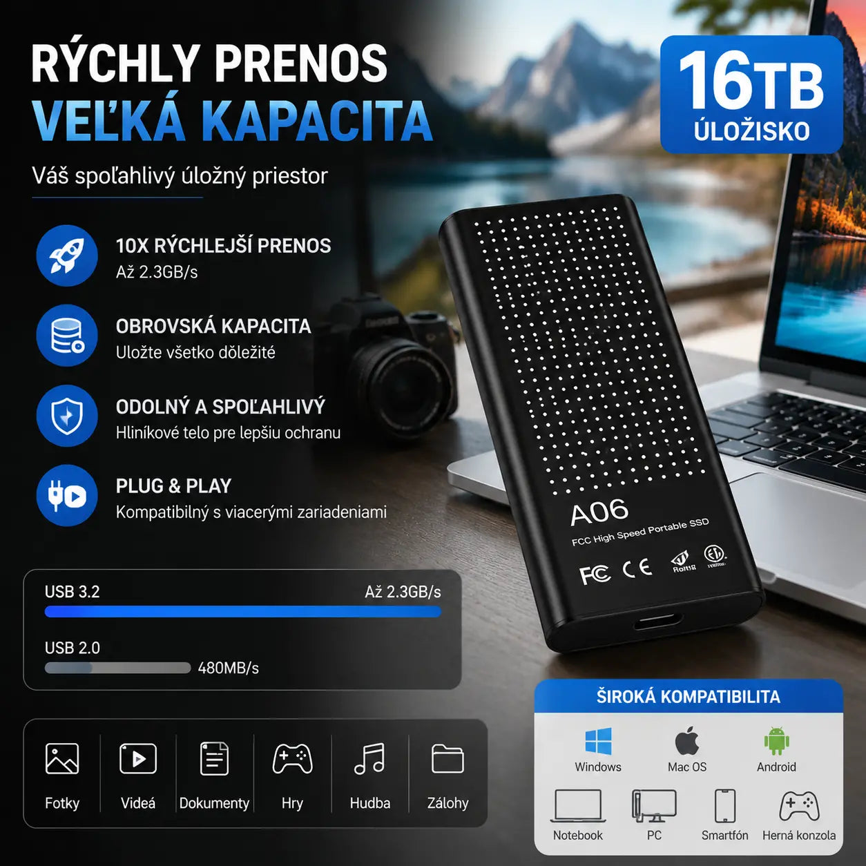 👍Prenosné vysokorýchlostné veľkokapacitné SSD disky