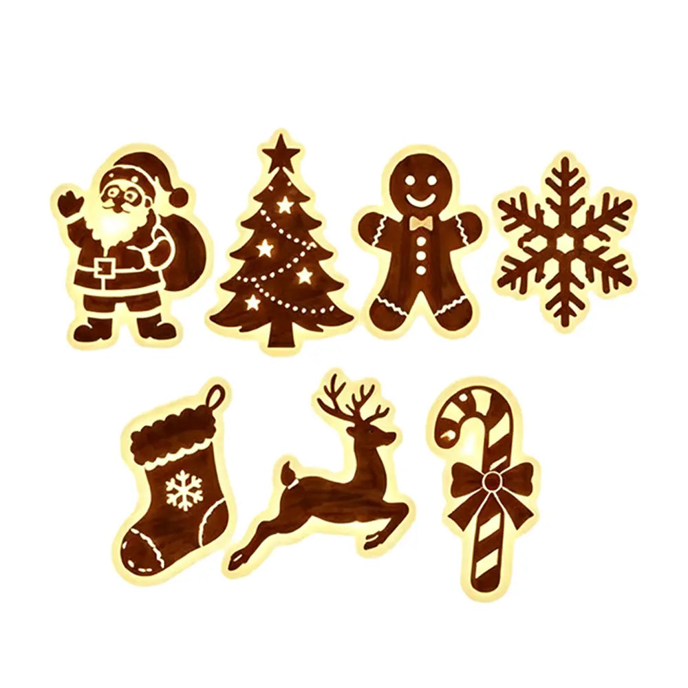 🎄✨Osvetlená drevená vianočná silueta na stenu