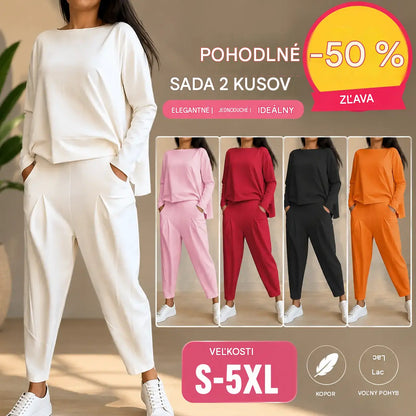 【S-5XL】💖Súprava nohavíc s dlhým rukávom a okrúhlym výstrihom, dvojdielna súprava