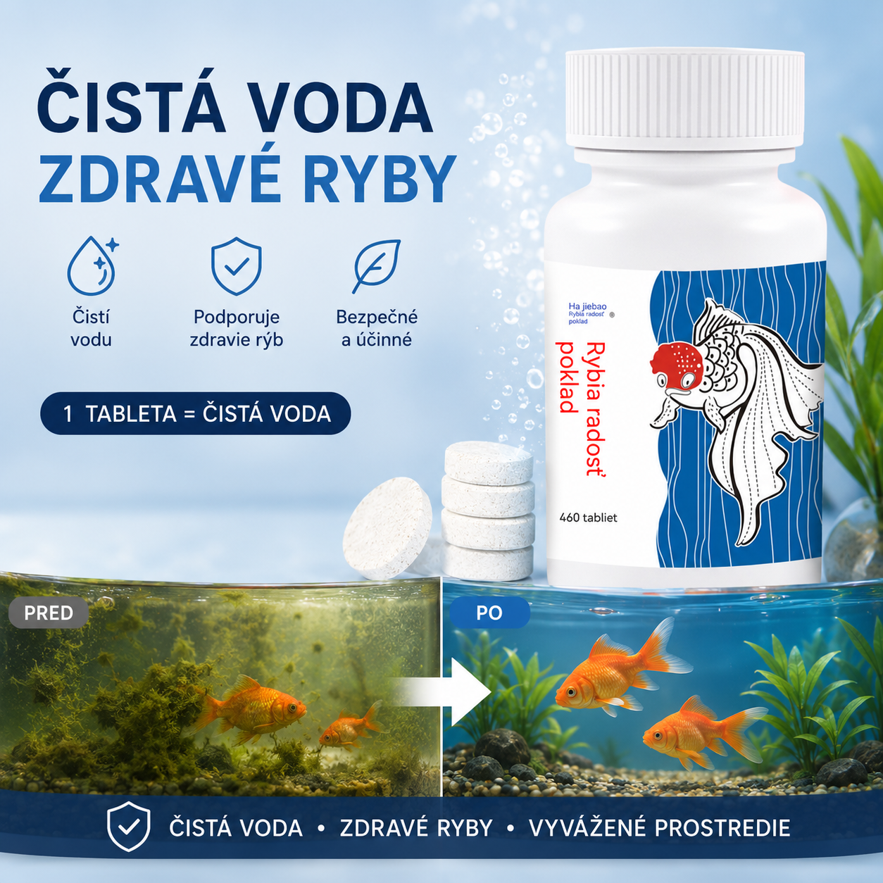 🐟【300 tabliet】Kúpte 1 a získajte 1 zadarmo💧 Šumivé tablety na čistenie akváriovej a jazierkovej vody, okysličovacie tablety do akvária 🔥