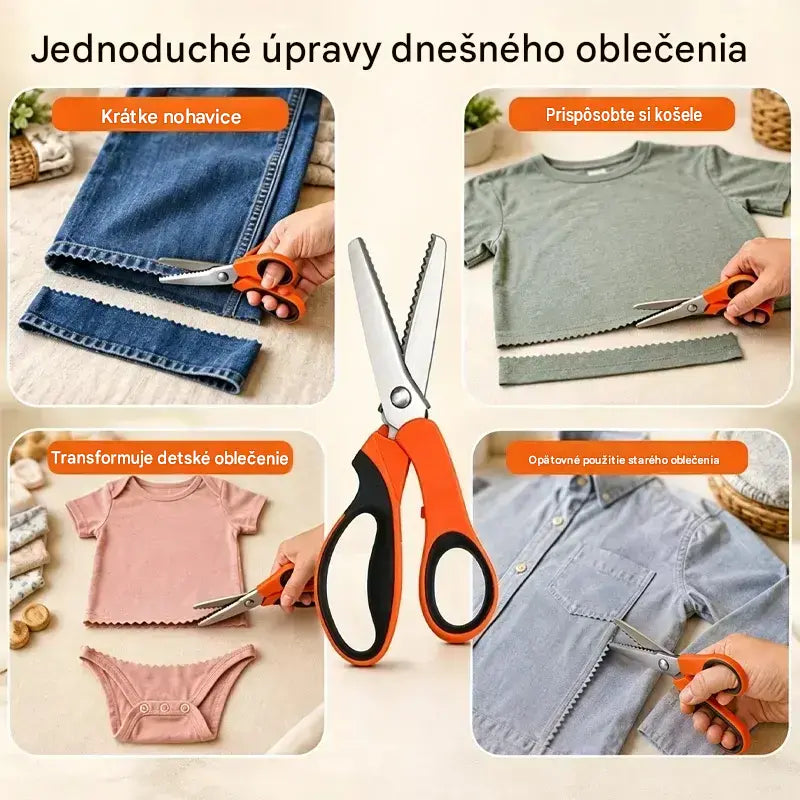 👗✂️ Krajčírske nožnice s ozdobnou čepeľou - Profesionálne na cikcakové a vlnité strihanie | Ideálne na látky, patchwork a DIY projekty