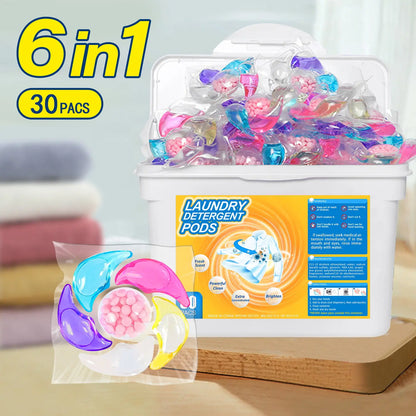 ✨👚【30 kusov】✨Extra veľké vedro 6v1 vonné perličky na bielizeň odstraňujú škvrny a zanechávajú vôňu, hladko likvidujú roztoče a baktérie