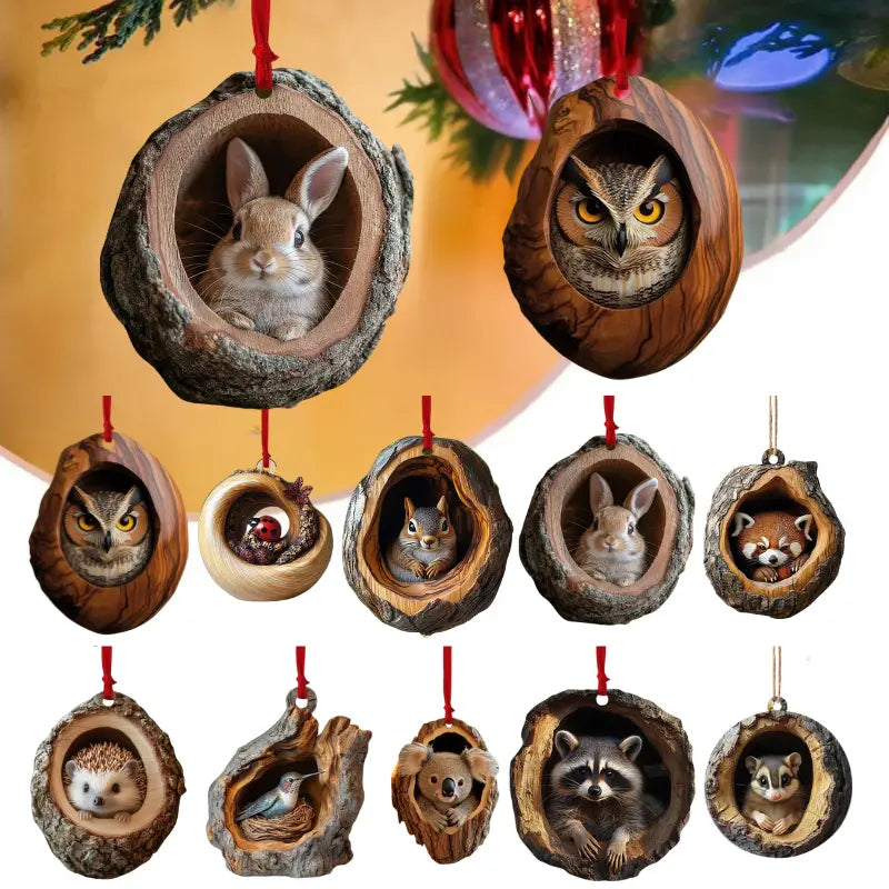 【Sada 10 ks】 🎄 Vianočné ozdoby na stromček so zvieratkami — Závesné ozdoby so zvieratkami