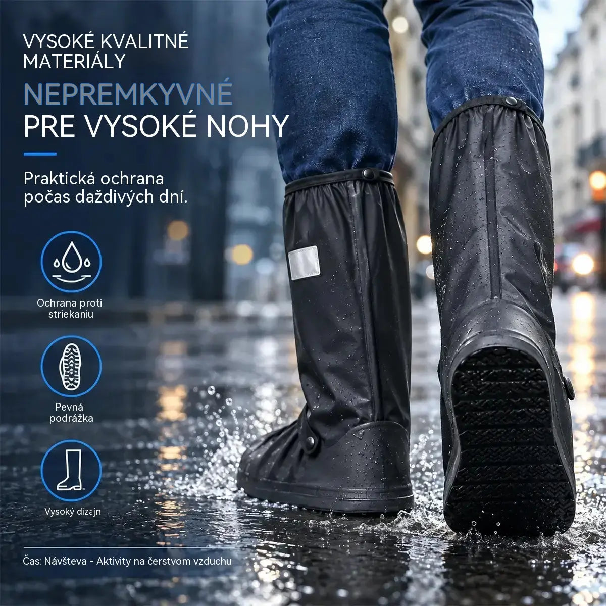 ☔Najlepšia ochrana pred dažďom! Vysoké nepremokavé obaly na obuv (výška 40 cm)! Hrubá protisklzová podrážka · Odolné PVC · K dispozícii v čiernej a priehľadnej farbe!