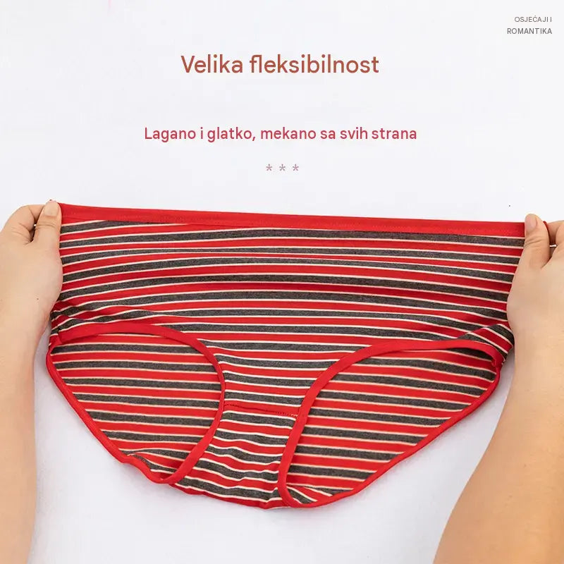 💖【10 kom】🆕🩲 Žensko pamučno donje rublje visokog struka s prugama - udobna velika veličina (40-95 kg)