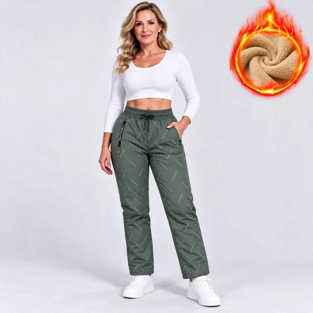 🔥【XXS–3XL】Dámske termoaktívne nohavice s fleecovou podšívkou – vodovzdorné a vetruodolné