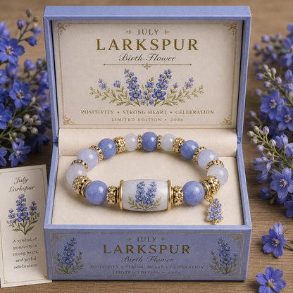 🔥【Kúp 1 a získaj 1 zadarmo】🎁✨Náramok s kvetmi k narodeninám v decembri, prívesok s kvapkou oleja z zliatiny a ružou v kombinácii s náramkom z chalcedónu🌸