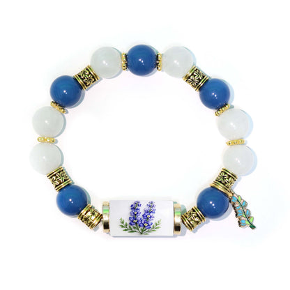🔥【Kúp 1 a získaj 1 zadarmo】🎁✨Náramok s kvetmi k narodeninám v decembri, prívesok s kvapkou oleja z zliatiny a ružou v kombinácii s náramkom z chalcedónu🌸
