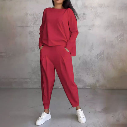【S-5XL】💖Súprava nohavíc s dlhým rukávom a okrúhlym výstrihom, dvojdielna súprava