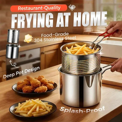 🍟🍗Minifritéza z nehrdzavejúcej ocele s fritovacím košom – Kompaktná, šetrí olej a nestrieka!