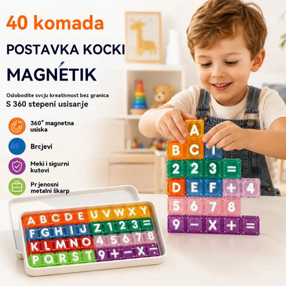 📢📢40% popusta samo ograničeno vrijeme! 【40 građevinskih blokova + kutija za pohranu】⏰Magnetski građevinski blokovi sa slovima i brojevima za djecu