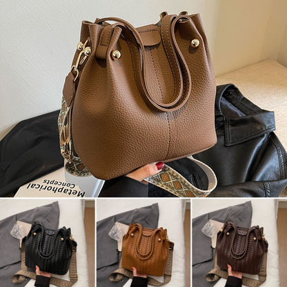 👜Jednofarebná kožená taška typu bucket