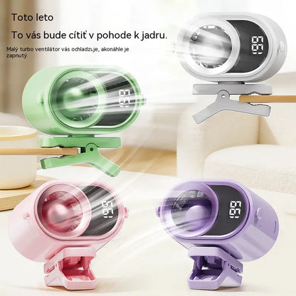 🌀 Hands-free ventilátor s LED displejom, vstavaným klipom a 199 nastaviteľnými úrovňami
