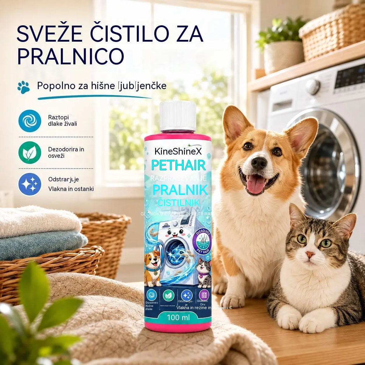2 steklenički za 23 evrov🐱🐶Detergent za temeljito čiščenje živalske dlake iz pralnih strojev