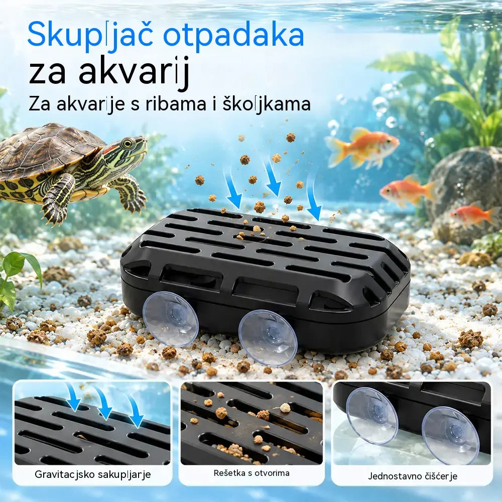 🐢 Sakupljač otpada za akvarij i kornjače · Gravitacijsko sakupljanje · Dvije vakuumske čašice · Jednostavno čišćenje!