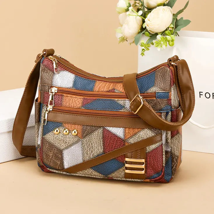 😍❤️Bolso de hombro a juego de color de cuero suave de PU de nueva moda