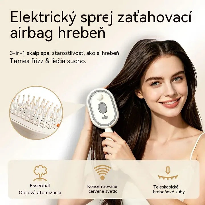 Elektrický rozprašovač s masážnym hrebeňom so vzduchovým vankúšom