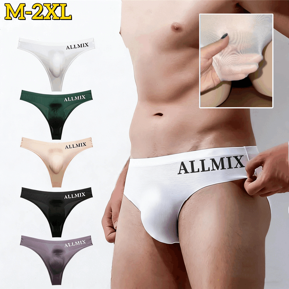 【Balenie 5 kusov】 【M-2XL】Nové pánske bezšvové nohavičky s nízkym pásom z ľadového hodvábu - 【50-90 kg】